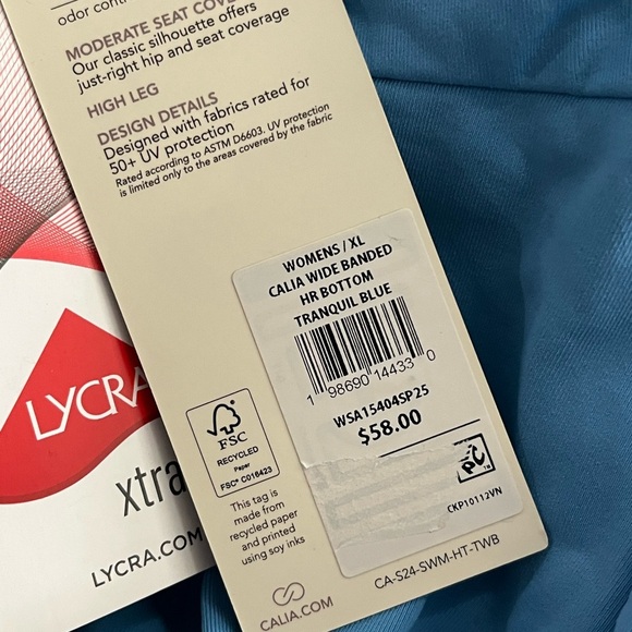 NWT CALIA by Carrie Underwood Wide Banded Bikini Bottom - Tranquil Blue - Picture 5 of 6